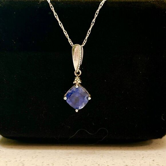 Silver Ring, Earrings, and Necklace Set with Blue Gemstones - Picture 6 of 9